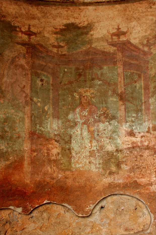 Włochy, Pompeje, Dom Menandra, Wenus i cherubin, malowidło na tynku w świątyni domowej.
