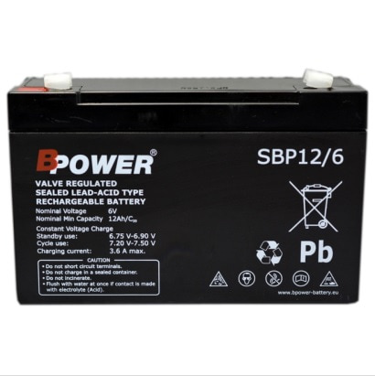 akumulator buforowy BPower 6V 12Ah.