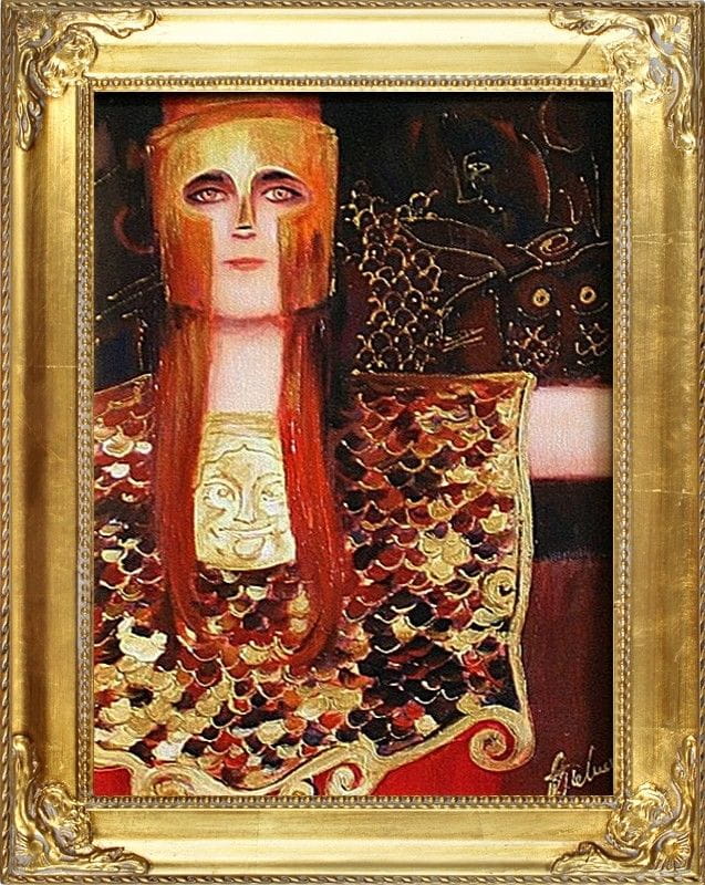 Gustav Klimt Pallas Athena 47x37 Oil Painting Hand Painted Canvas Frame Signed Ebay